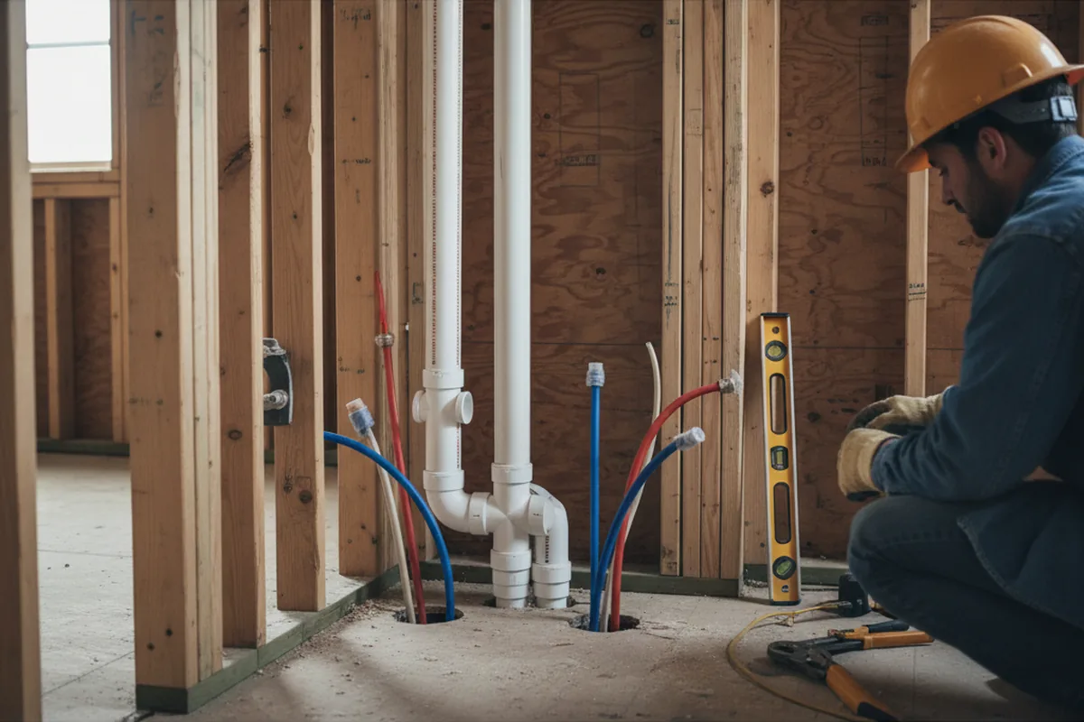 Drain and supply rough-in during Leak Detection in Dowell
