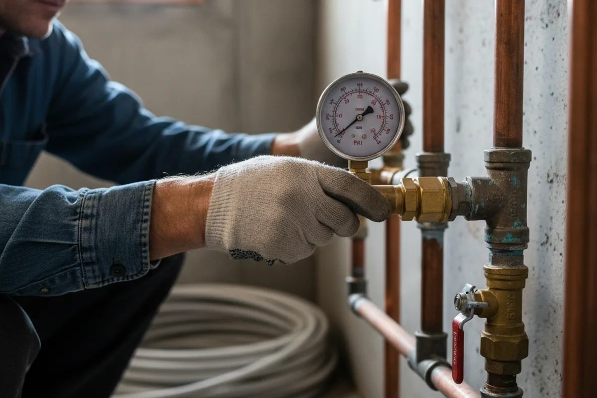 Pressure testing a repaired line during Water Line Repair in Dowell